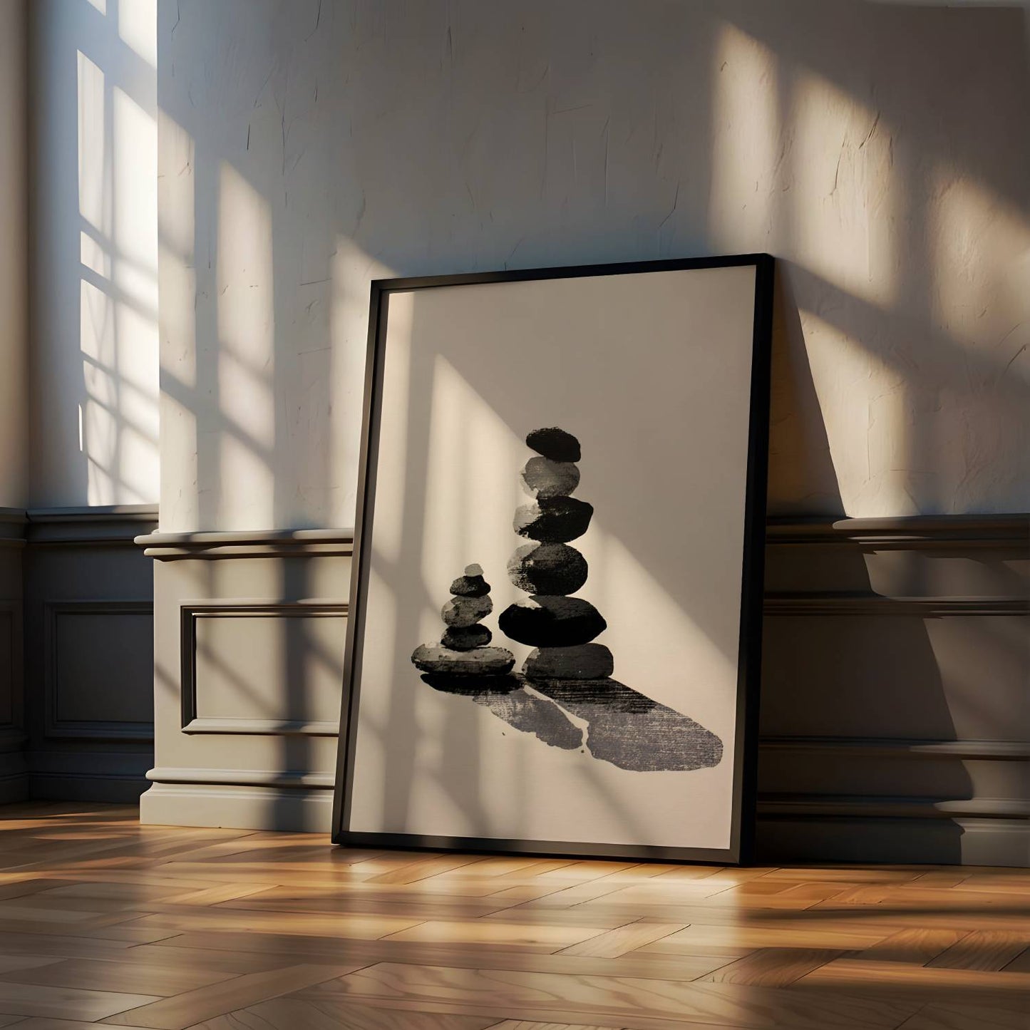 Zen watercolour stones canvas